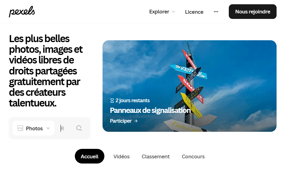 pexels un site de banque d'images libres de droit et gratuites
